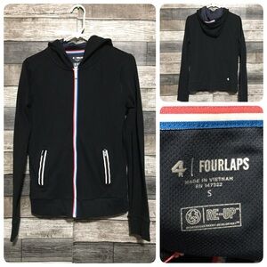 Four Laps Full Zip Hoodie Sweatshirt Women’s S Black Long Sleeve